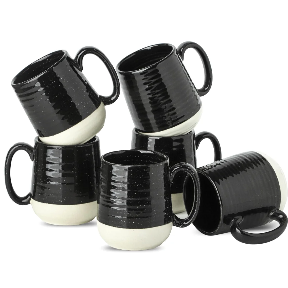 HASENSE Coffee Mugs, 15 oz, Black