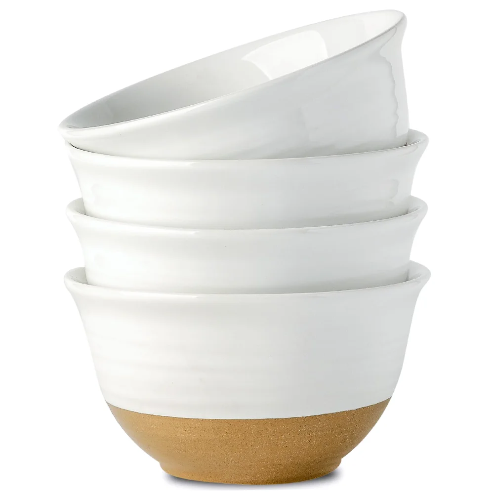 HASENSE Farmhouse Soup Bowls (Set of 4), 40 oz, White