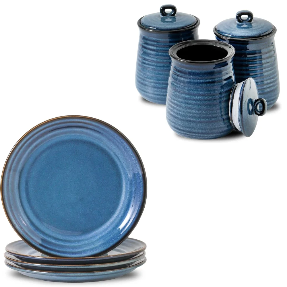HASENSE Plate & Storage Jar Bundle, Blue