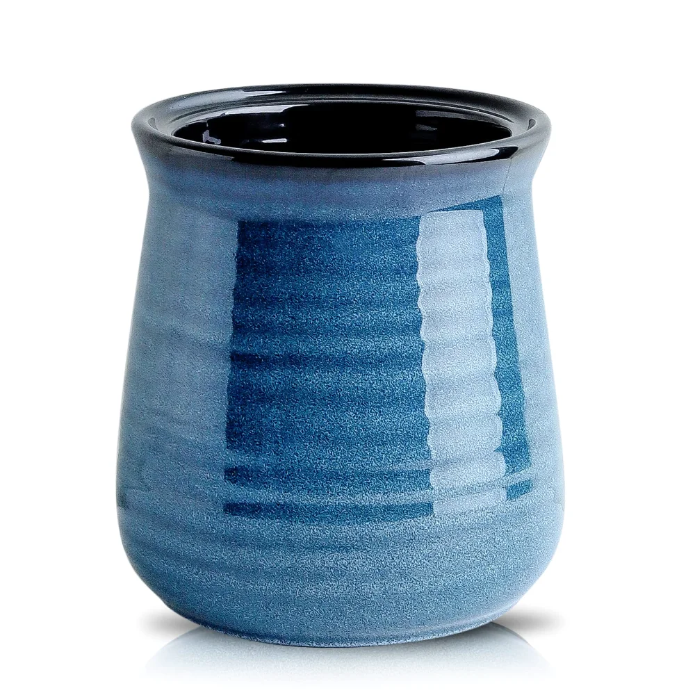 HASENSE Reactive Glaze Utensil Crock, 7.1 in, Navy