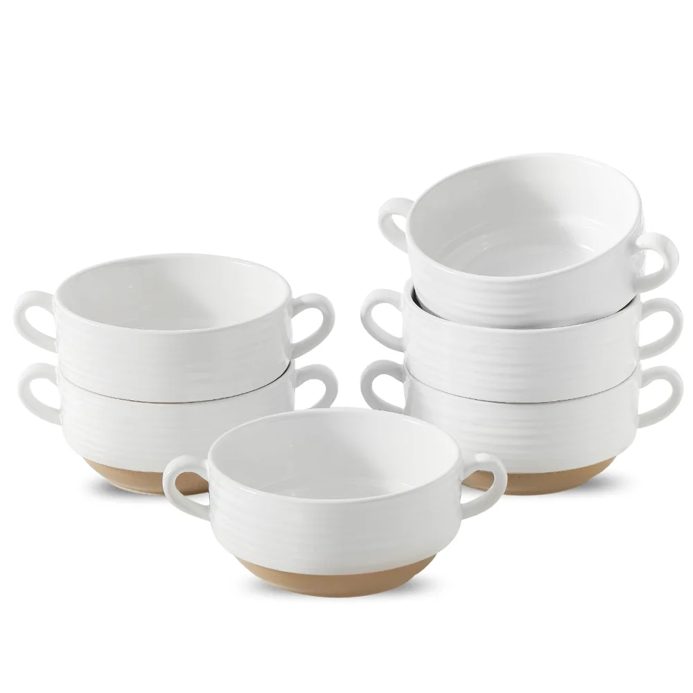 HASENSE Soup Bowls (Set of 6), 20 oz, White