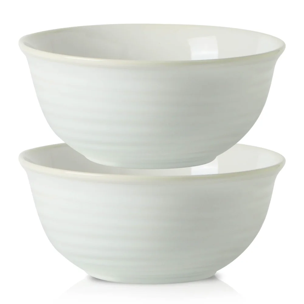 HASENSE Clay-Infused Serving Bowls (Set of 2), 60 oz, White