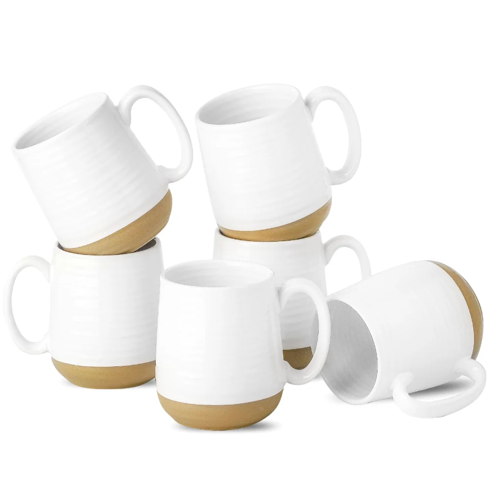 HASENSE Coffee Mugs (Set of 6), 15 oz, White