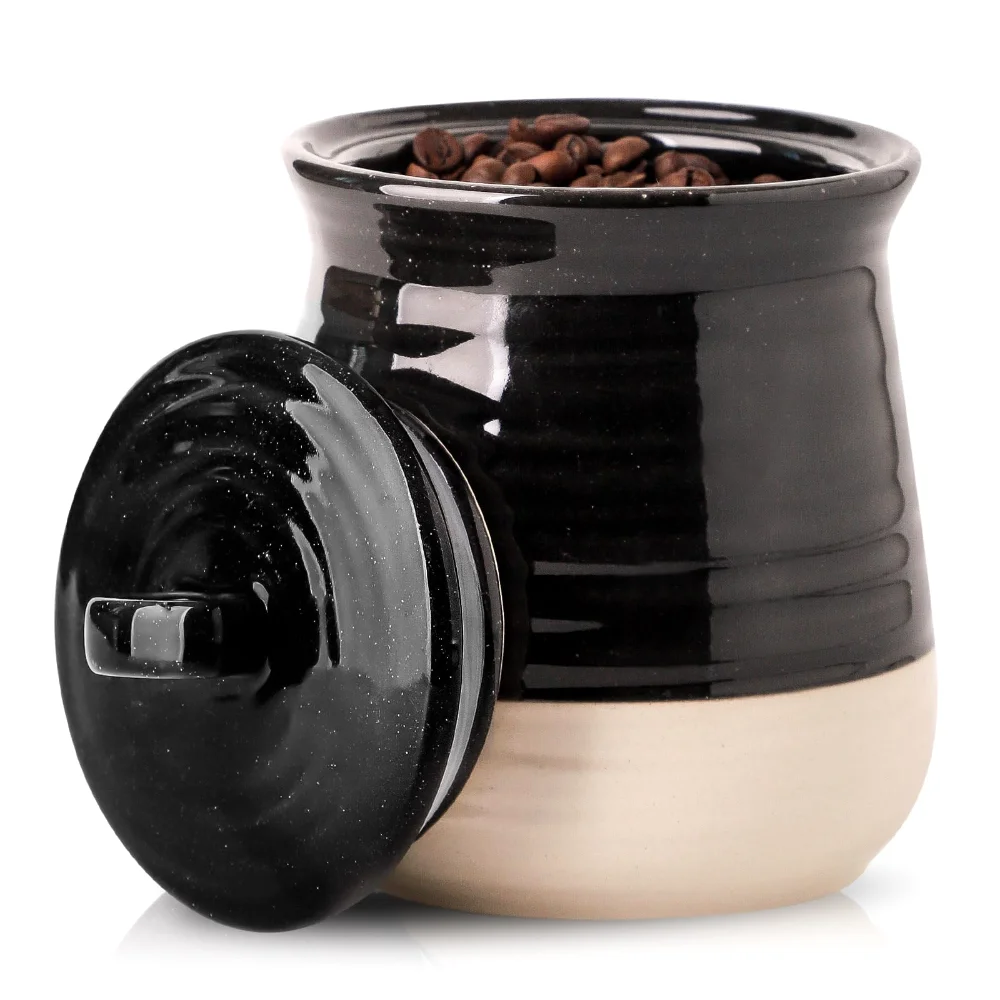 HASENSE Farmhouse Storage Jar, 30 oz, Black