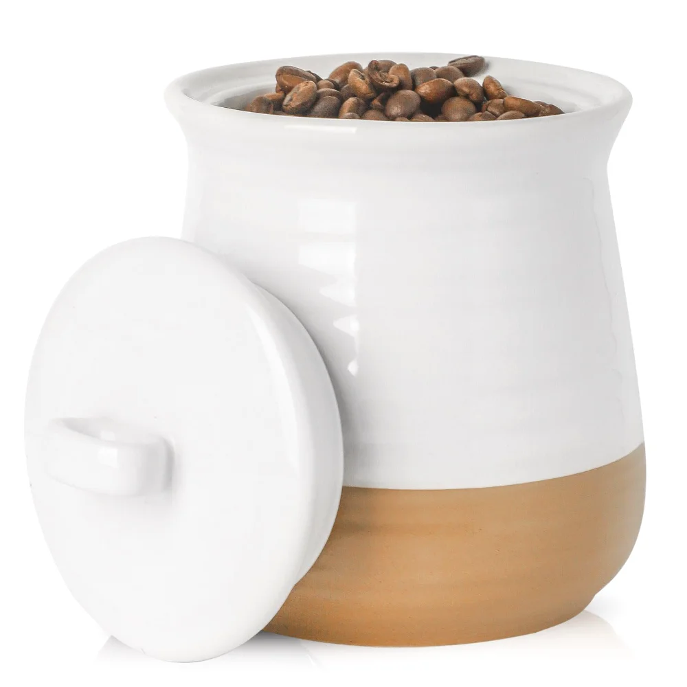 HASENSE Farmhouse Storage Jar, 35 oz, White