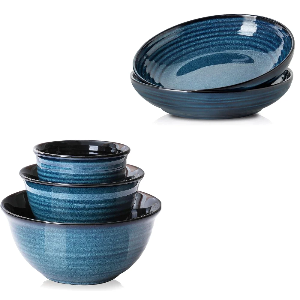 HASENSE Mixing Bowls (Set of 2), 32 oz, Blue