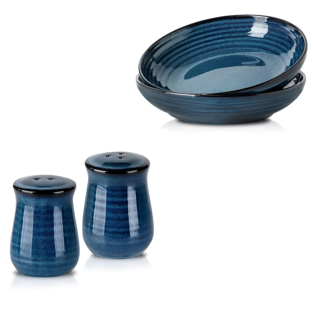 HASENSE Salt Cellar & Bowl Bundle (Set of 2), 30 oz, Blue