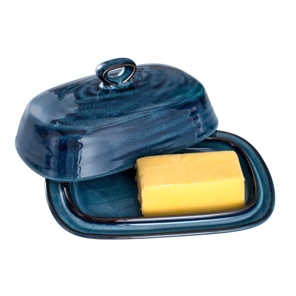 HASENSE Butter Dish & Mug Bundle, Blue