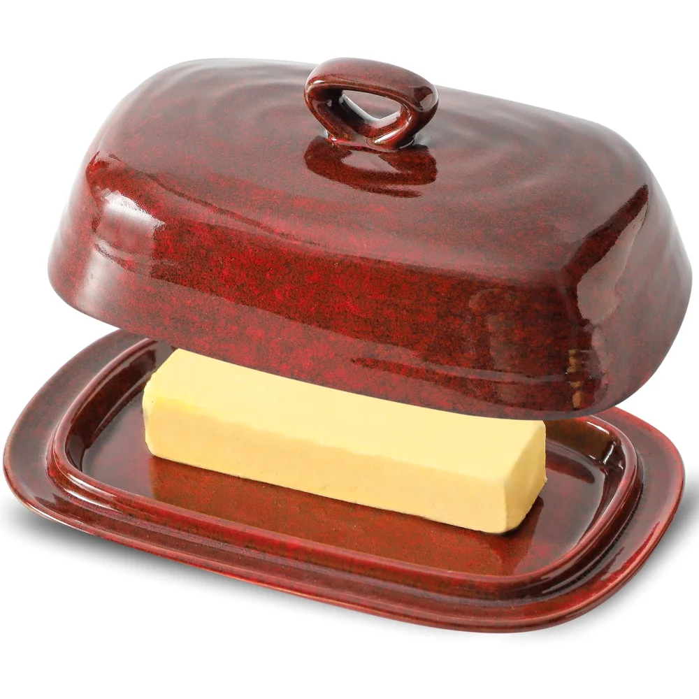 HASENSE Holiday Butter Dish, Red