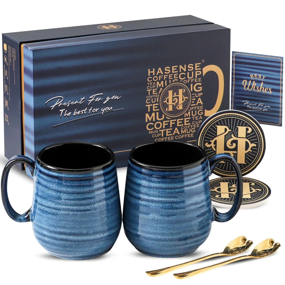 HASENSE Holiday Coffee Mugs, 20 oz, Blue