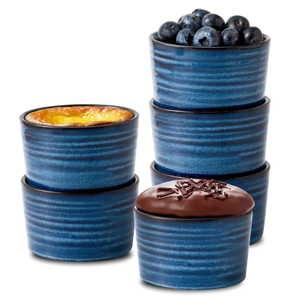 HASENSE Ramekins (Set of 6), 8 oz, Blue