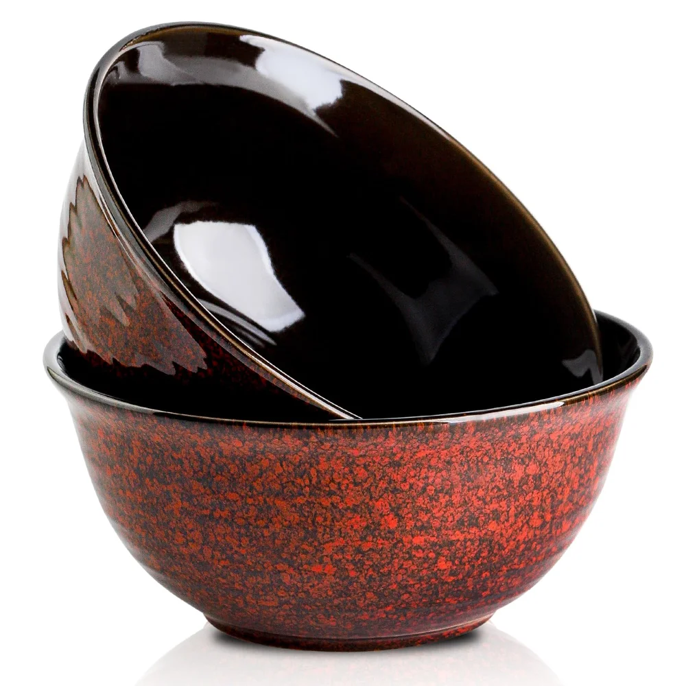 HASENSE Serving Bowls (Set of 2), 84 oz, Red