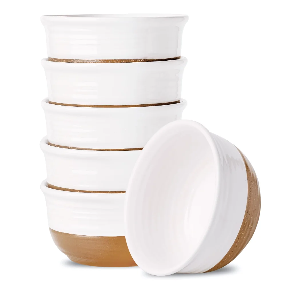HASENSE Stackable Cereal Bowls (Set of 6), 20 oz, White
