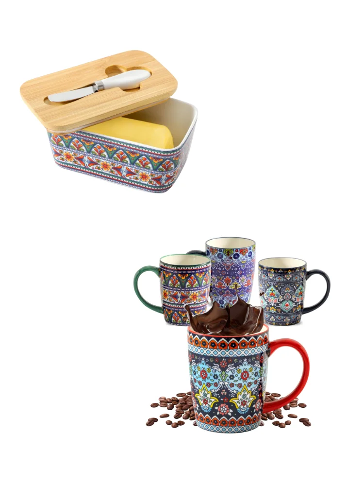 HASENSE Boho Mug & Butter Dish Bundle