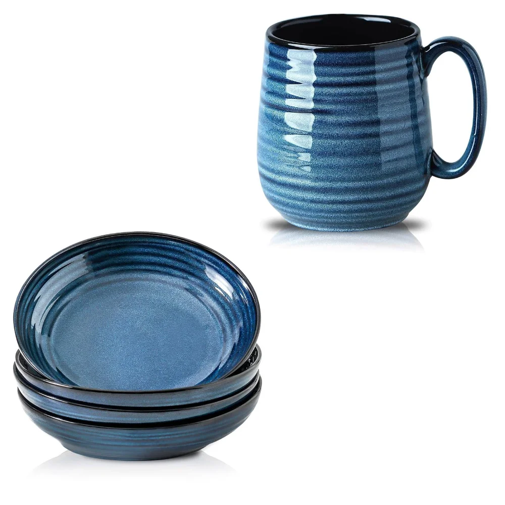 HASENSE Bowl & Mug Bundle (Set of 4), 20 oz, Blue
