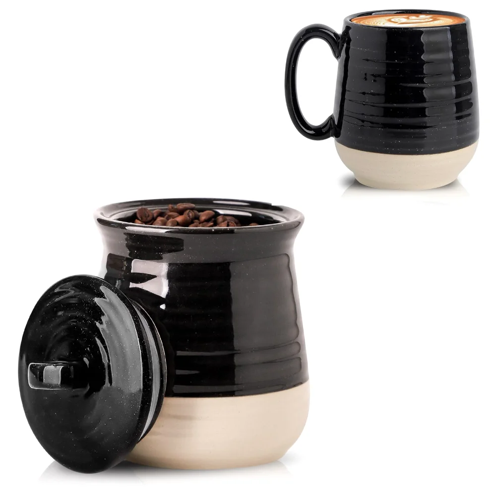 HASENSE Mug & Storage Jar Bundle, Black