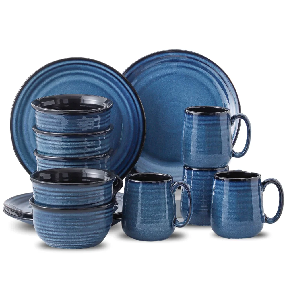 HASENSE Plate & Bowl Bundle (Set of 14), Blue