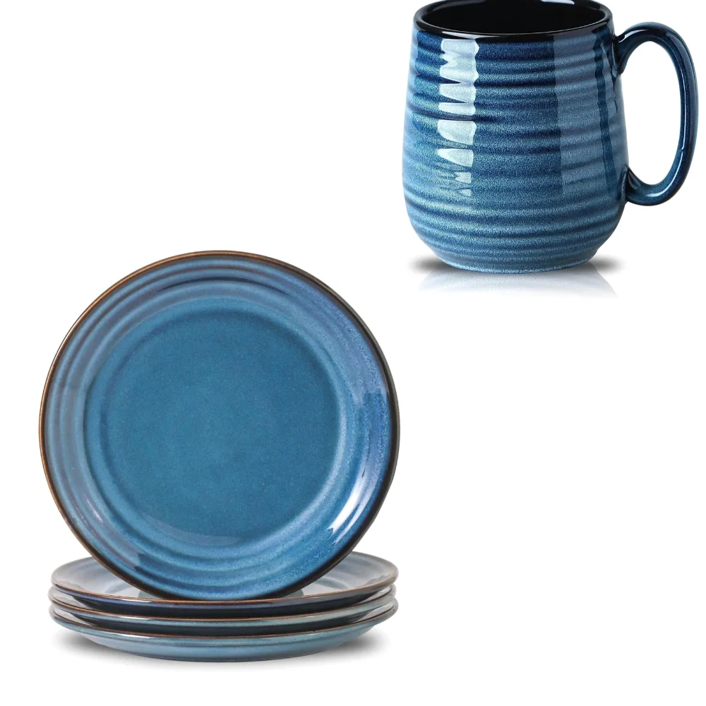 HASENSE Plate & Mug Bundle, Blue