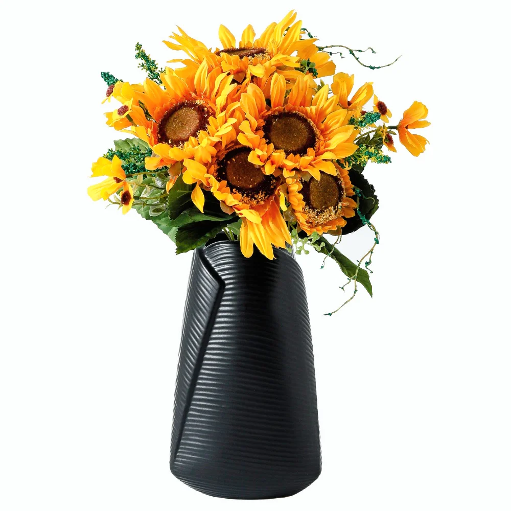 HASENSE Stoneware Vase, 10 in, Black
