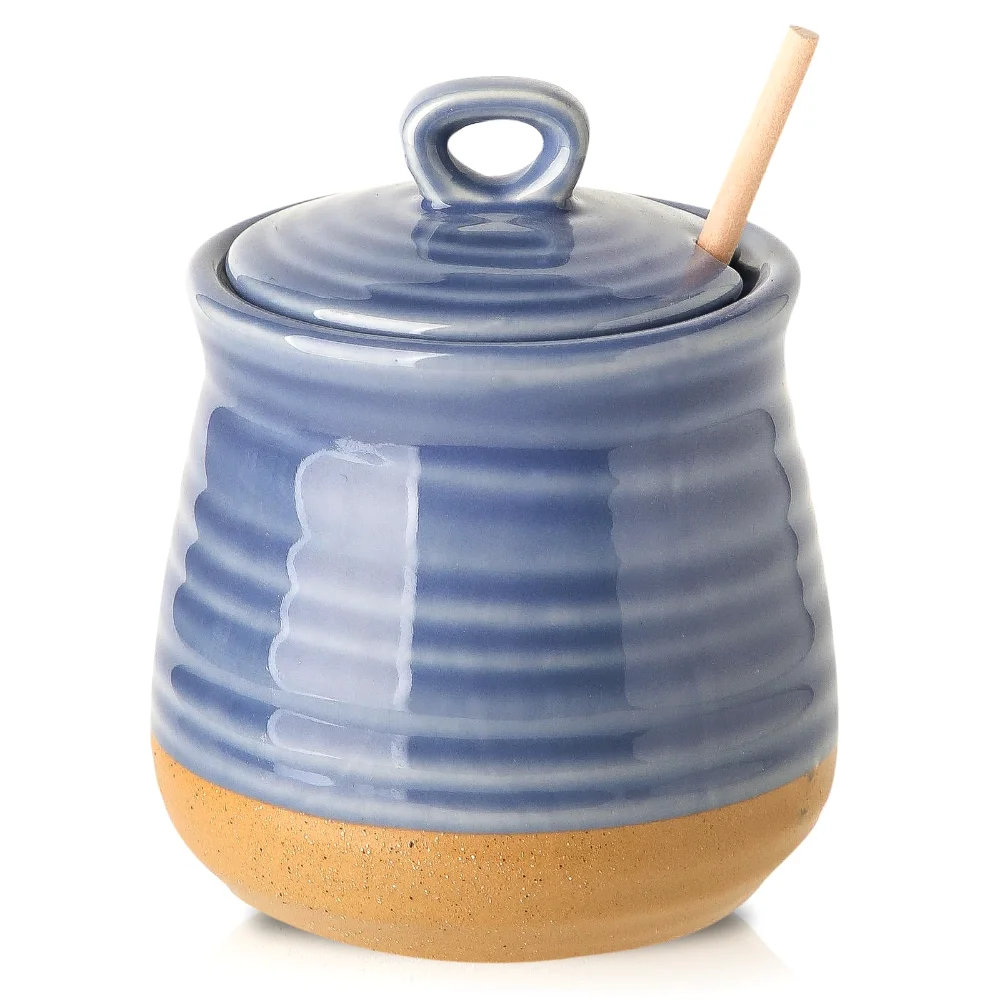 HASENSE Vintage Honey Pot, 12 oz, Blue