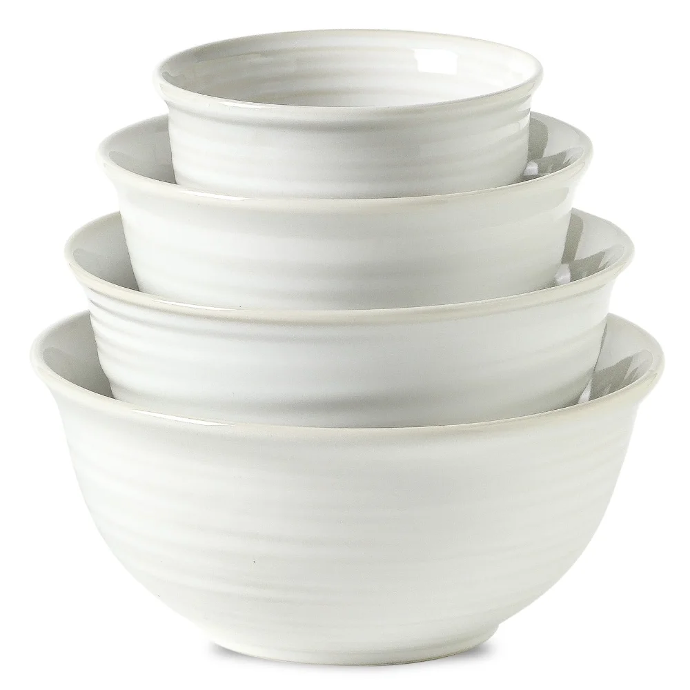 HASENSE Clay-Infused Mixing Bowls (Set of 4), 0.5 qt, White