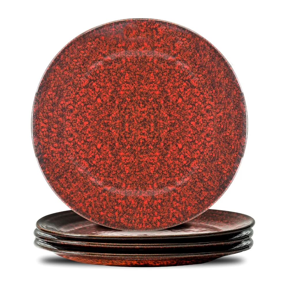 HASENSE Dinner Plates (Set of 4), 10 in, Red