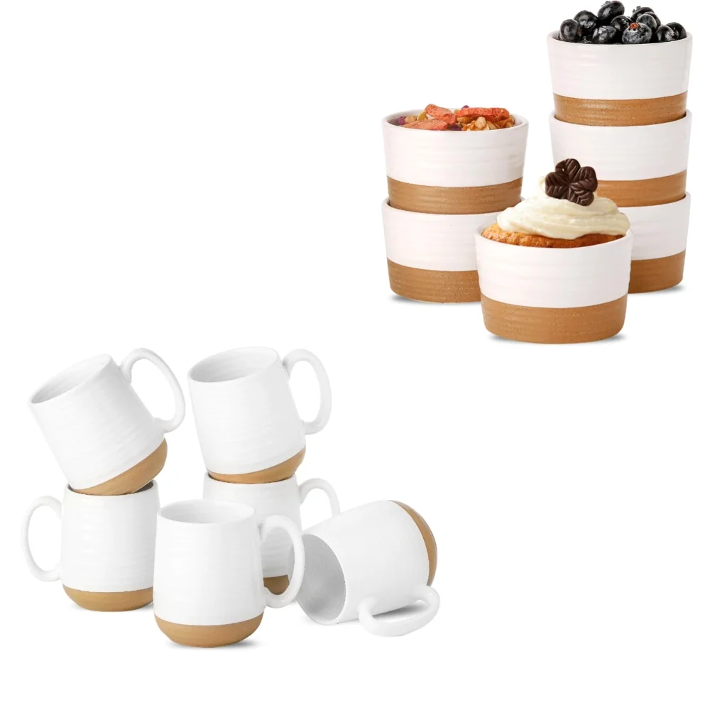 HASENSE Mug & Ramekin Bundle, 15 oz, White
