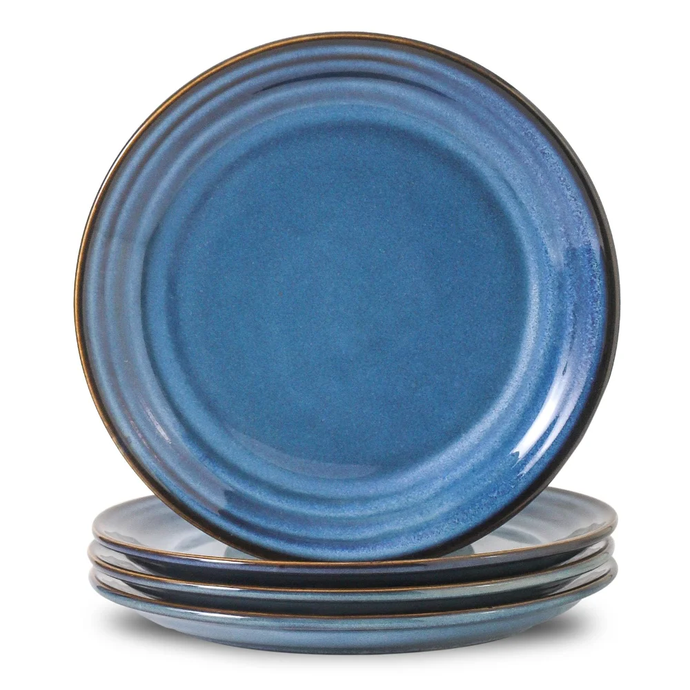 HASENSE Salad & Dessert Plates (Set of 4), 8 in, Blue