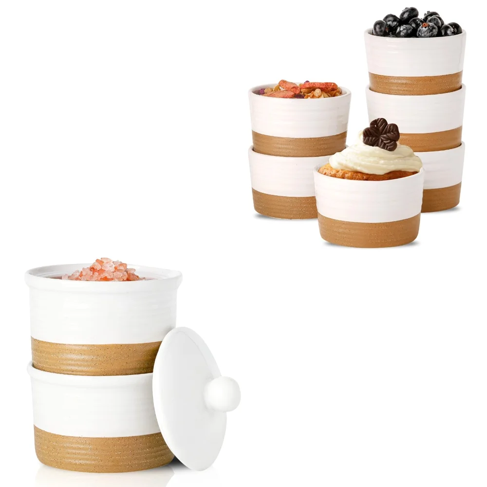 HASENSE Salt Cellar & Ramekin Bundle, White